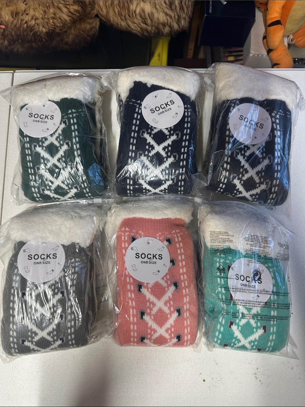 Cozy Sherpa-Lined Patterned Crew Socks - Assorted Colors
